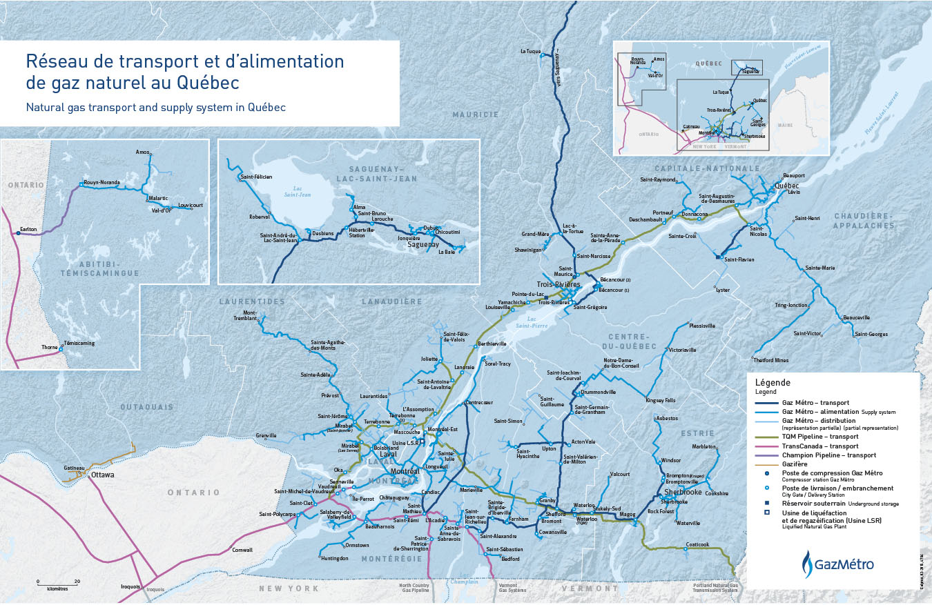 Réseau de transport et d'alimentation du gaz naturel au Québec
